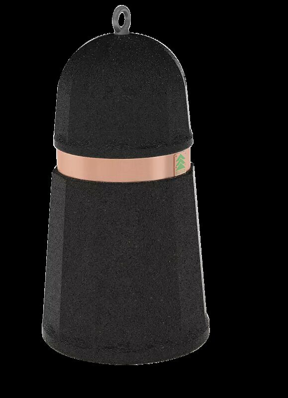 Poller ARO aus rekonstituiertem Marmor, mit Kupferband, in schwarz ebano