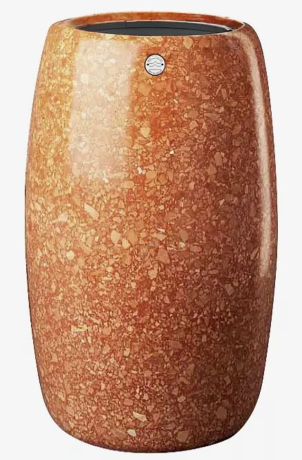 Abfallbehälter ORIONE aus rekonstituiertem Marmor geschliffen, in veronarot