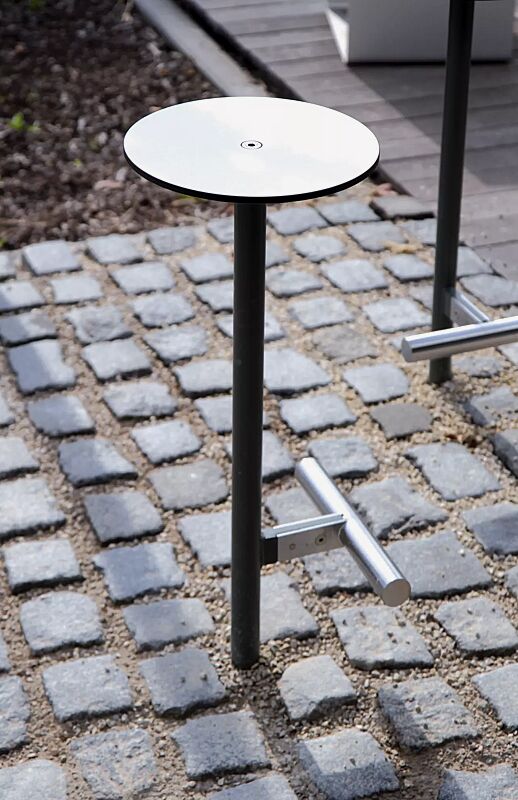 Barhocker BISTROT mit HPL-Auflage in White 0085, Stahlteile in RAL 9007 graualuminium