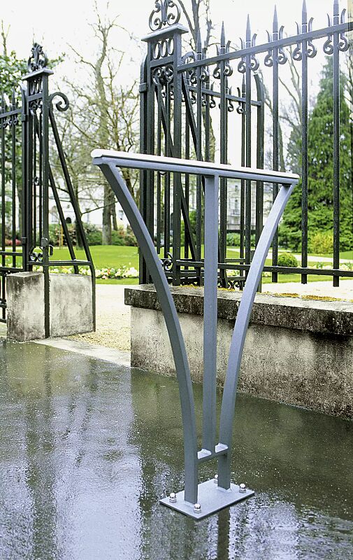 Anlehnbügel BASIC zum Aufdübeln, Stahlteile in RAL 7000 fehgrau