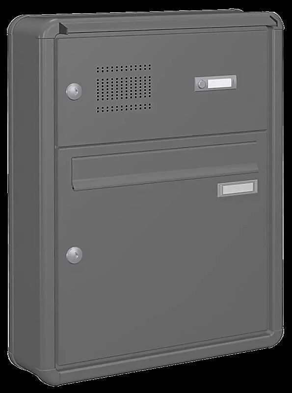 Aufputzanlage NIZZA NEW mit 1 Briefkasten, mit Sprech- / Klingelfach, in RAL 9007 graualuminium