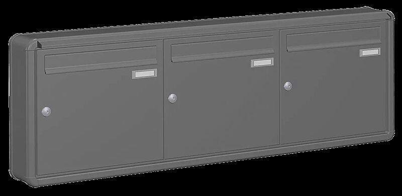 Aufputzanlage NIZZA NEW mit 3 Briefkästen, in RAL 9007 graualuminium