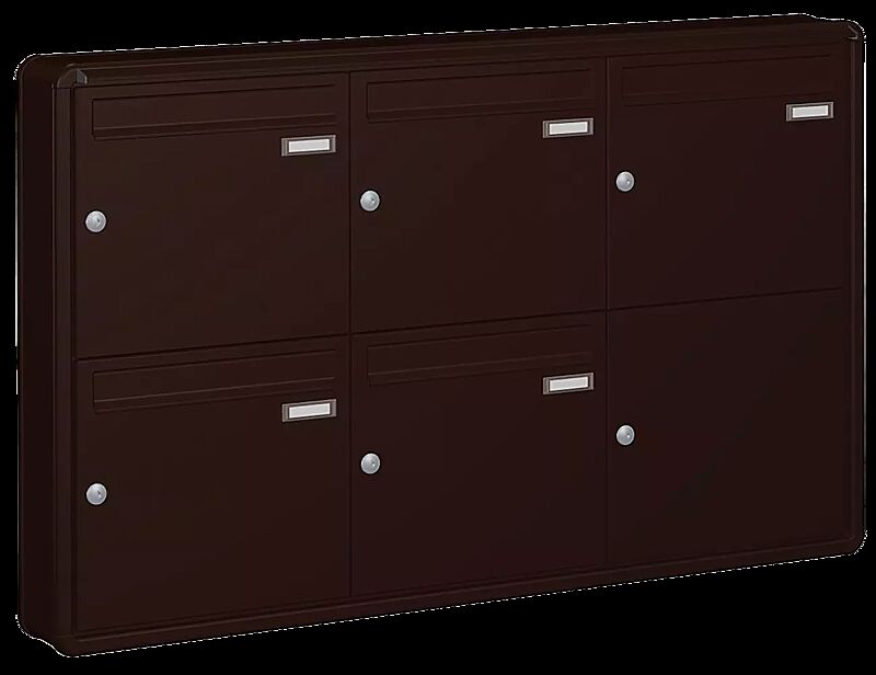 Aufputzanlage NIZZA NEW mit 5 Briefkästen, in RAL 8017 schokoladenbraun