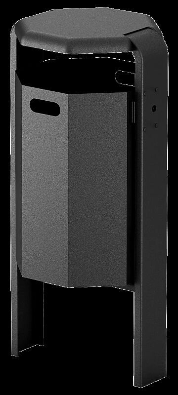 Abfallbehälter COVENTRY, 45 Liter, zum Einbetonieren, Behälter aus Stahl bzw. Aluminium, Rahmen aus Stahl, in RAL 7016 anthrazitgrau