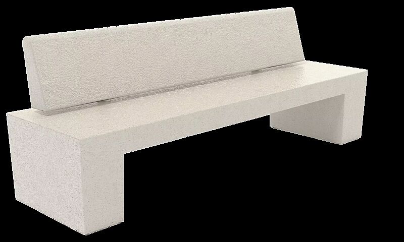 Sitzbank ERACLEA mit Rückenlehne, aus rekonstituiertem Marmor, Sitzfläche und Rückenlehne gestockt, in botticino