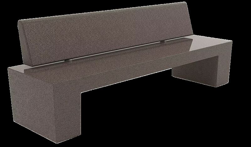 Sitzbank ERACLEA mit Rückenlehne, aus rekonstituiertem Marmor, Sitzfläche und Rückenlehne geschliffen, in porphyr