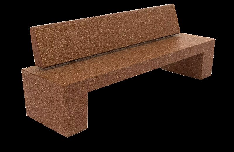 Sitzbank ERACLEA mit Rückenlehne, aus rekonstituiertem Marmor, Sitzfläche und Rückenlehne gestockt, in veronarot