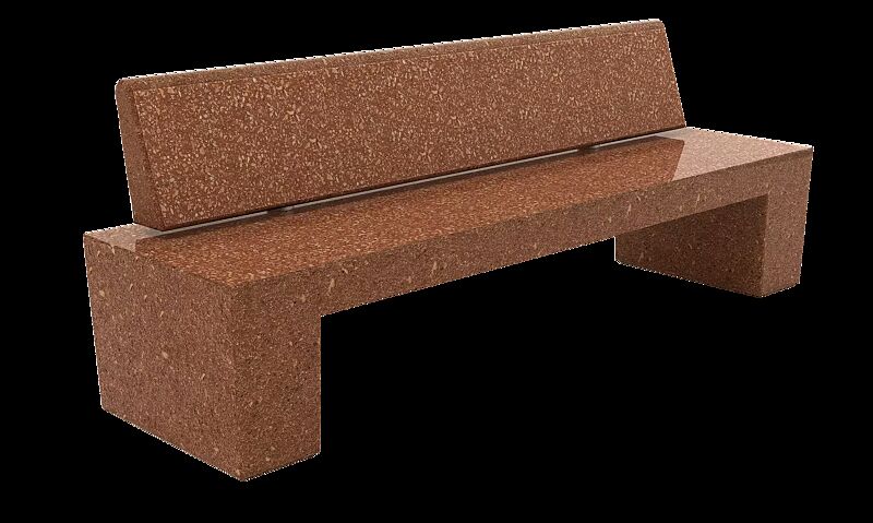 Sitzbank ERACLEA mit Rückenlehne, aus rekonstituiertem Marmor, Sitzfläche und Rückenlehne geschliffen, in veronarot