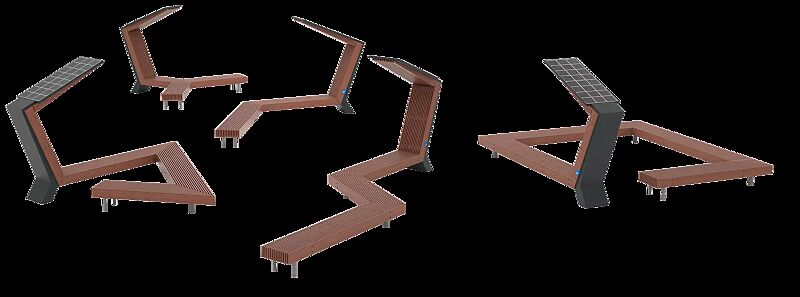 Sitzbank WOODY Scorpio in diversen Ausführungen, mit Jatobaholzbelattung, Stahlteile in RAL 7016 anthrazitgrau