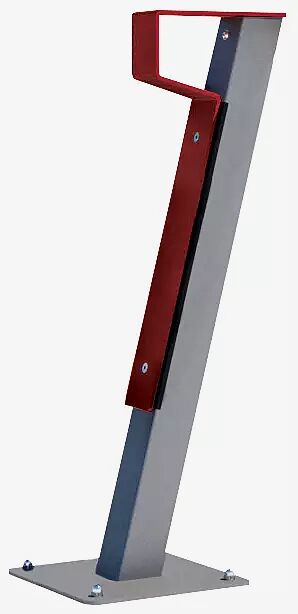 Anlehnbügel FOXHOUND mit Flachstahlbügel aus Stahl, in RAL 3003 rubinrot und RAL 9007 graualuminium