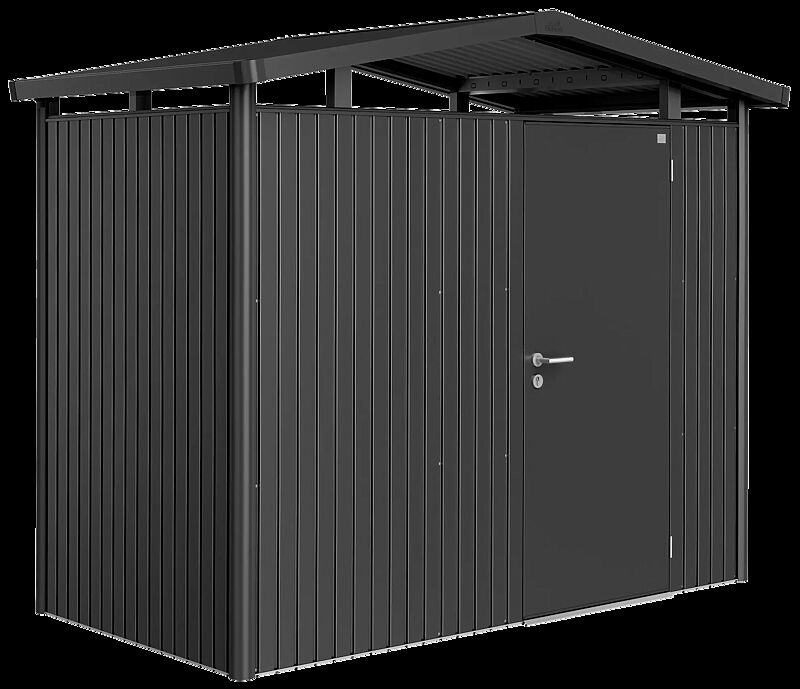 Gerätehaus PANORAMA®, Modell 1 in dunkelgrau-metallic, mit Einflügeltür