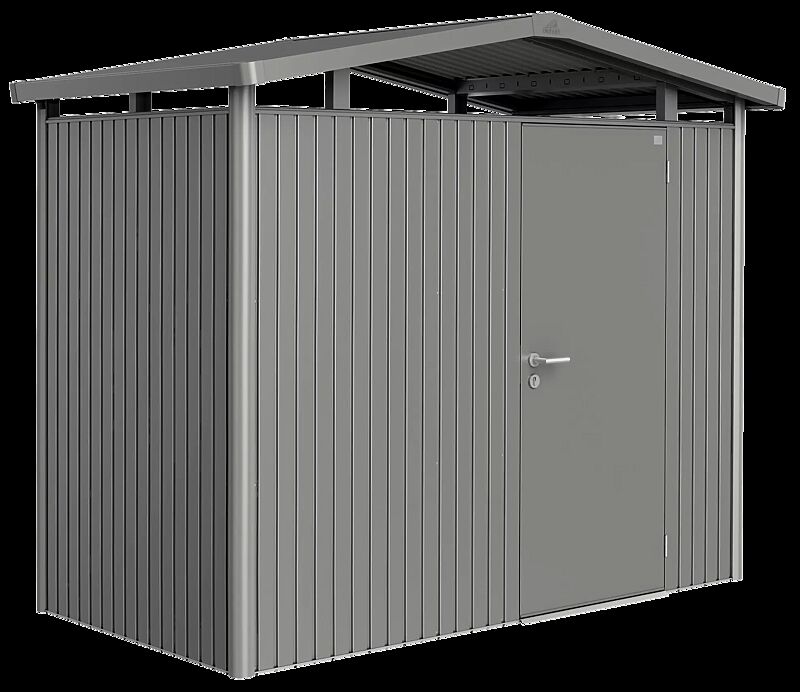 Gerätehaus PANORAMA®, Modell 1 in quarzgrau-metallic, mit Einflügeltür