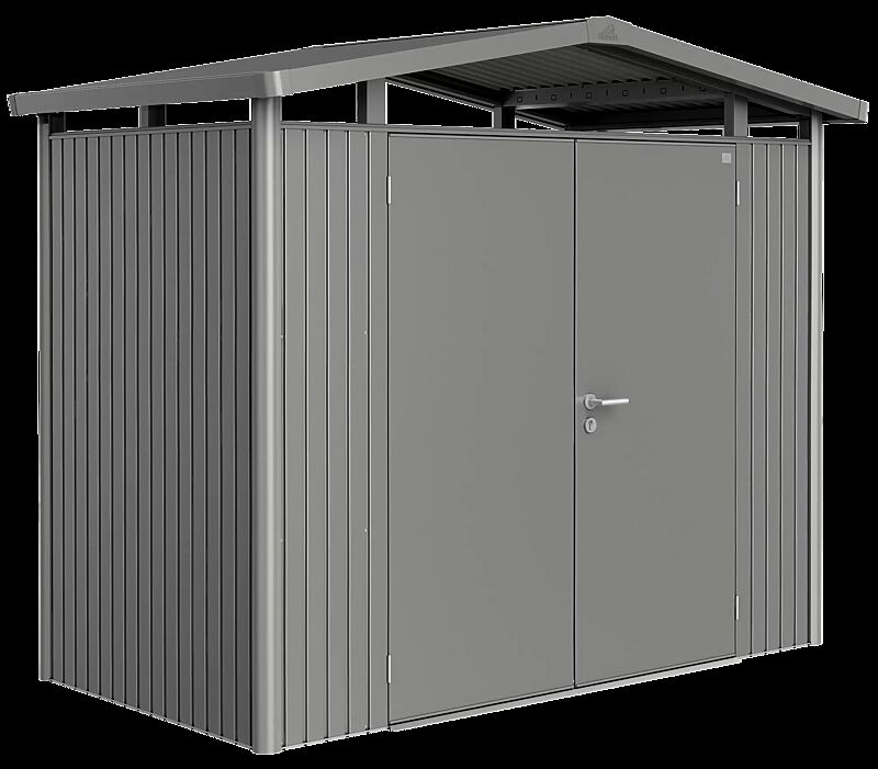 Gerätehaus PANORAMA®, Modell 1 in quarzgrau-metallic, mit Doppelflügeltür