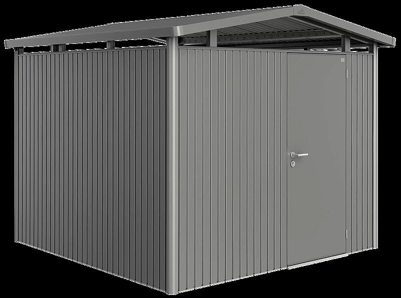 Gerätehaus PANORAMA®, Modell 4 in quarzgrau-metallic, mit Einflügeltür