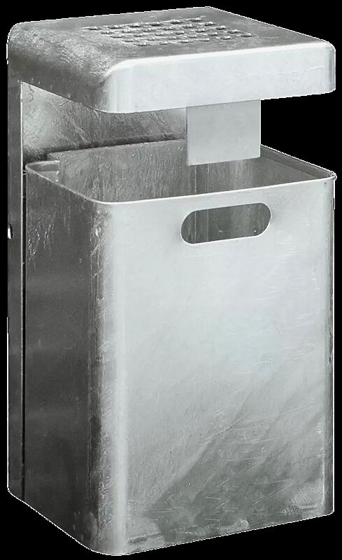 Abfallbehälter HALIFAX, 29 Liter, mit Hausmüllstop und Ascher, zur Wandbefestigung, feuerverzinkt