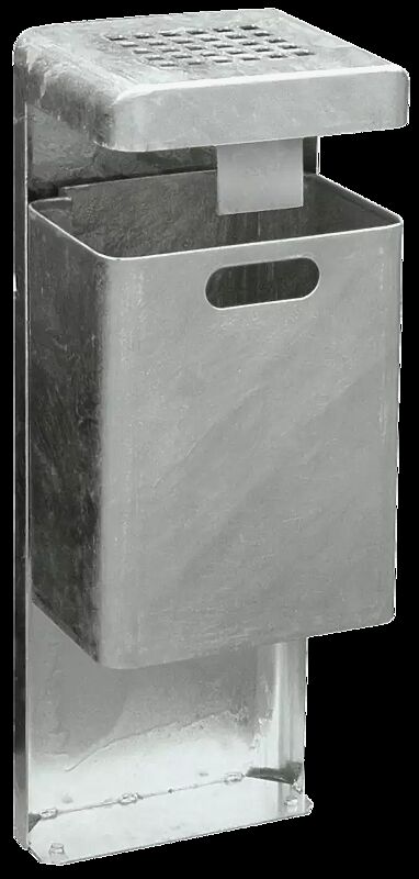 Abfallbehälter HALIFAX, 29 Liter, mit Hausmüllstop und Ascher, zum Aufdübeln, feuerverzinkt