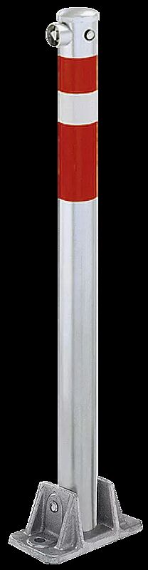 Sperrpfosten ALMERIA, Dreikantschloss, feuerverzinkt mit Reflexfolie rot-weiß