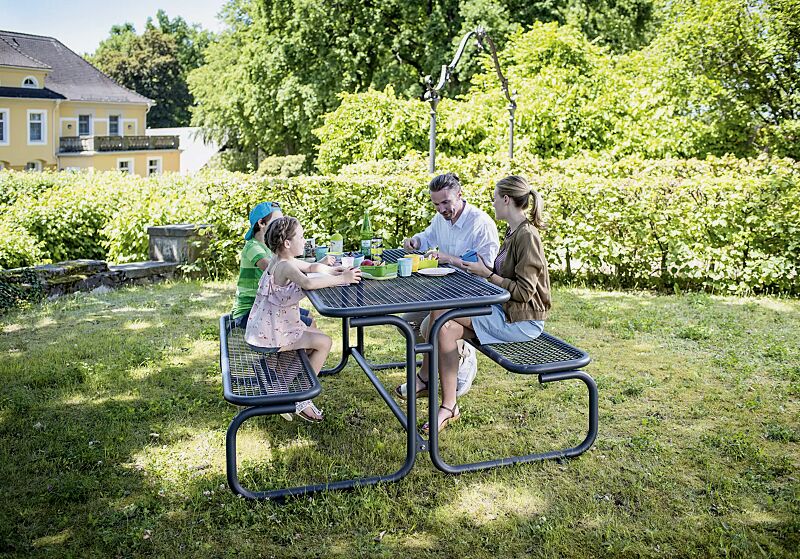 Bank-Tisch-Kombination CAMPO in RAL 7016 anthrazitgrau