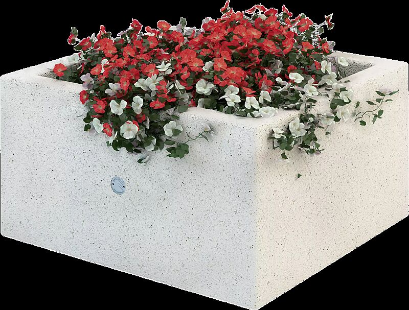 Pflanzbehälter KUBB MONO aus Beton, in Granitoptik weiß