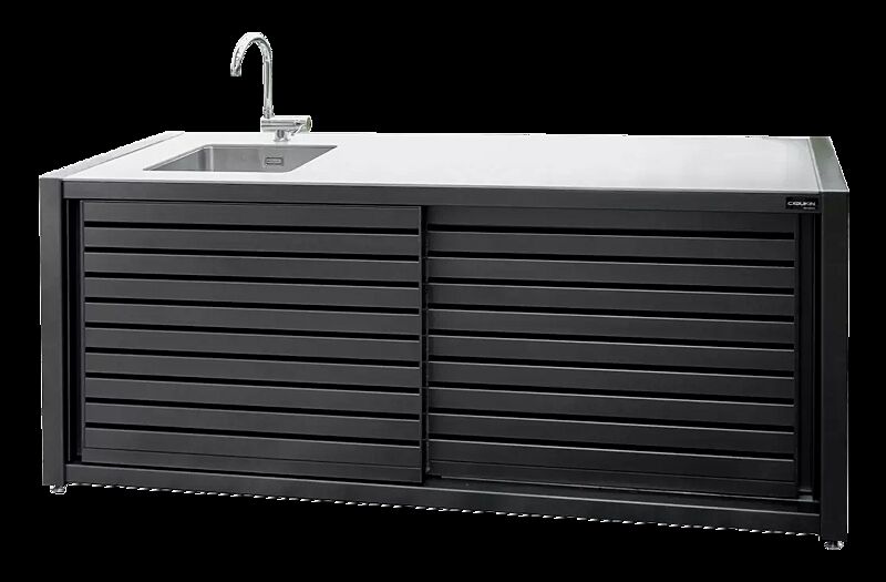 Outdoor-Küche COOKOUT® LINIS, Stahlkonstruktion und Schiebetüren in RAL 7016 anthrazitgrau