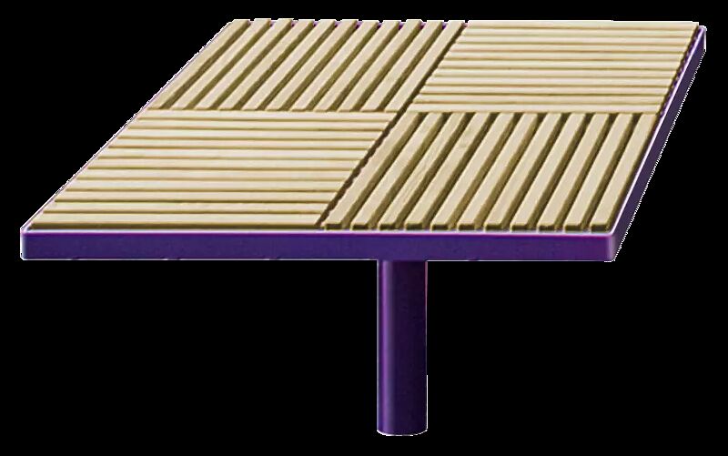 Sitz PIXEL CITÉ, 4 Segmente, mit Robinienholzbelattung, Stahlteile in RAL 4005 blaulila