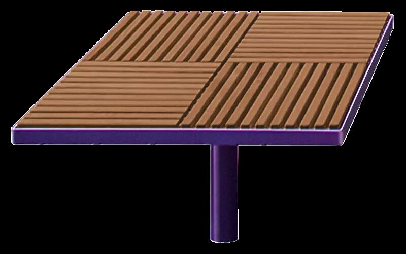 Sitz PIXEL CITÉ, 4 Segmente, mit Jatobaholzbelattung, Stahlteile in RAL 4005 blaulila