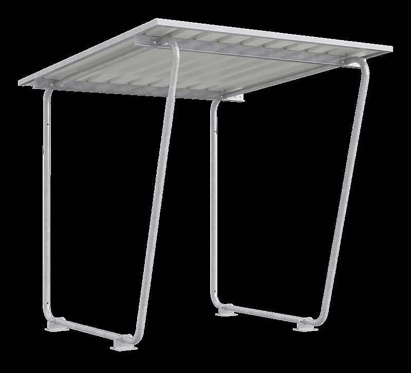 Fahrradüberdachung INDUS, Dachbreite x Dachtiefe 2145 mm x 2330 mm, einseitig, ohne Rück- / Seitenwände, Stahlkonstruktion feuerverzinkt