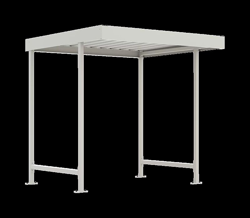 Fahrradüberdachung ARIES, Dachbreite x Dachtiefe 2250 mm x 2200 mm, einseitig, ohne Rück- und Seitenwände, Stahlkonstruktion in RAL 9002 grauweiß