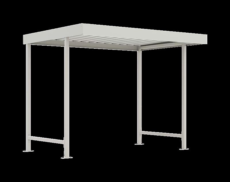 Fahrradüberdachung ARIES, Dachbreite x Dachtiefe 2870 mm x 2200 mm, einseitig, ohne Rück- und Seitenwände, Stahlkonstruktion in RAL 9002 grauweiß