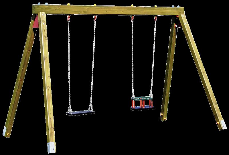 Doppelschaukel BERNHARD mit Standard-Sicherheitsschaukelsitz und Kleinkind-Sicherheitssitz