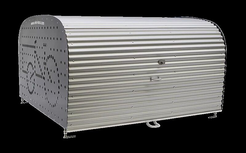 Fahrradgarage VELO-BOXX®-Professional für Liege- und Lastenräder, 2 Stellplätze, Klappflügeltür aus Wellblech in RAL 7016 anthrazitgrau, Seitenwände in RAL 7004 signalgrau