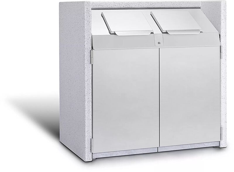 Containerbox SWANLEY, Korpus Sichtbeton feingestockt in procarat® mixed, Stahlteile aus Edelstahl