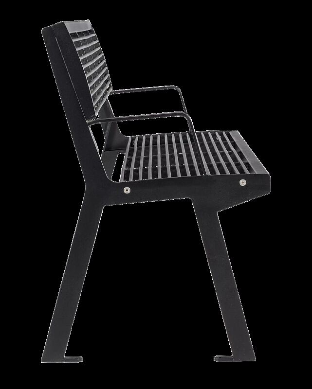 Sitzbank NOALE mit Rückenlehne und Armlehnen, in RAL 9005 tiefschwarz