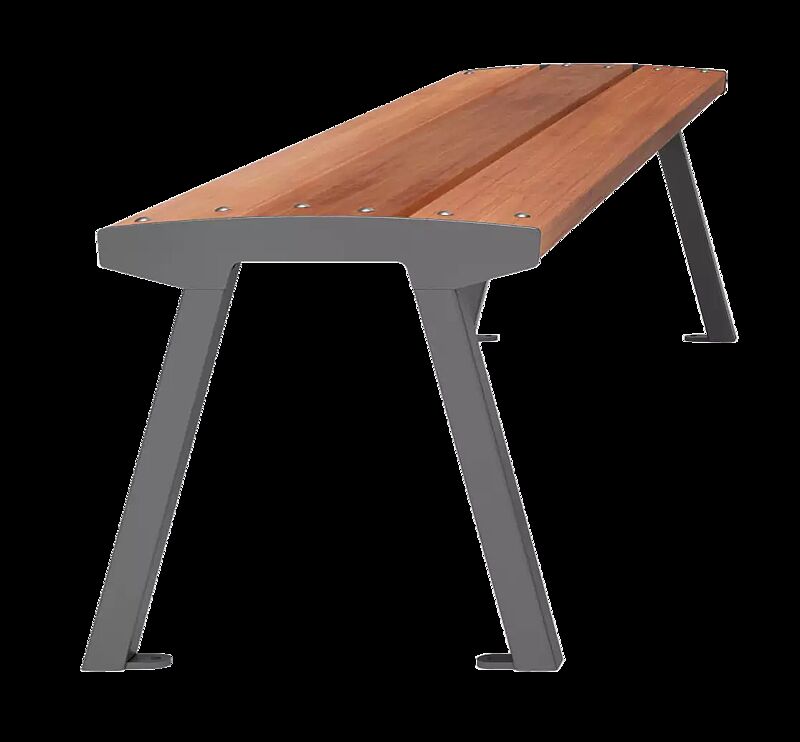 Sitzbank NOALE ohne Rückenlehne, mit Hartholzbelattung, Stahlteile in RAL 9007 graualuminium