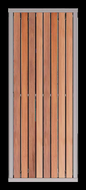 Tisch CASTEO mit Hartholzbelattung, Stahlteile in RAL 9007 graualuminium