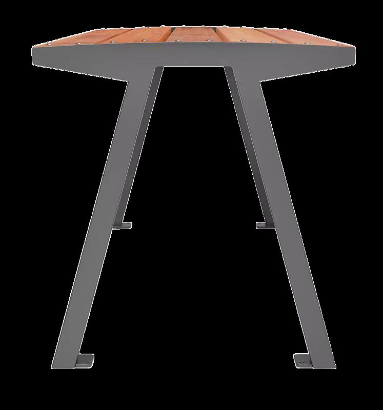 Tisch NOALE mit Hartholzbelattung, Stahlteile in RAL 9007 graualuminium