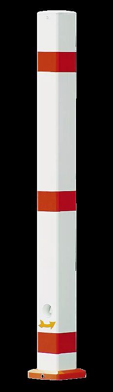 Sperrpfosten CADIZ feuerverzinkt und weiß pulverbeschichtet, mit Abschlusskappe aus Stahl