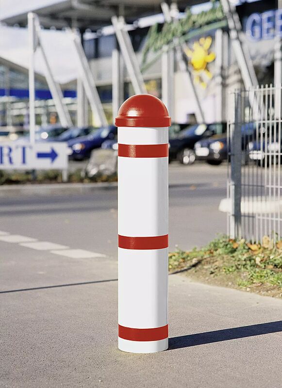 Rammschutzpoller SANTANDER zum Einbetonieren, rot-weiß