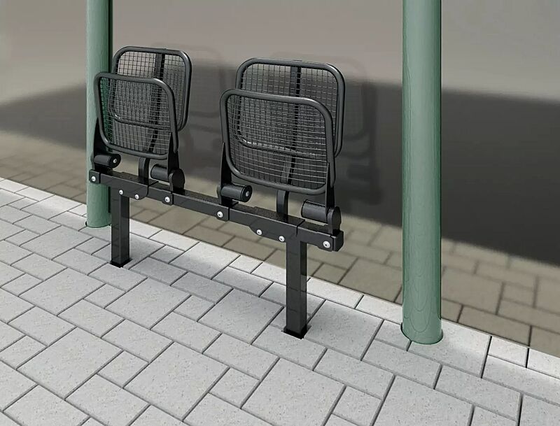 Klappsitz TOLFA, 2-Sitzer mit Rückenlehne, in RAL 7016 anthrazitgrau