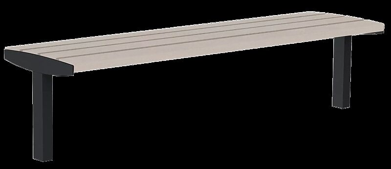 Sitzbank VERA SOLO bestehend aus Einzelelementen, gerade, modular erweiterbar, Sitzfläche mit Resysta®-Belattung, lasiert in natur, Stahlteile in RAL 9022 umbragrau