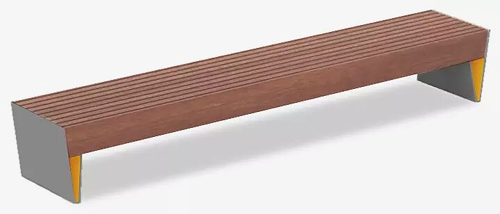 Sitzbank BLOCQ ohne Rückenlehne, mit Jatobaholzbelattung, Stahlteile in bicolour