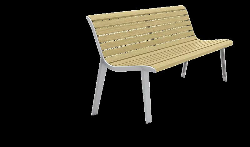 Sitzbank EMAU mit Rückenlehne, mit Robinienholzbelattung