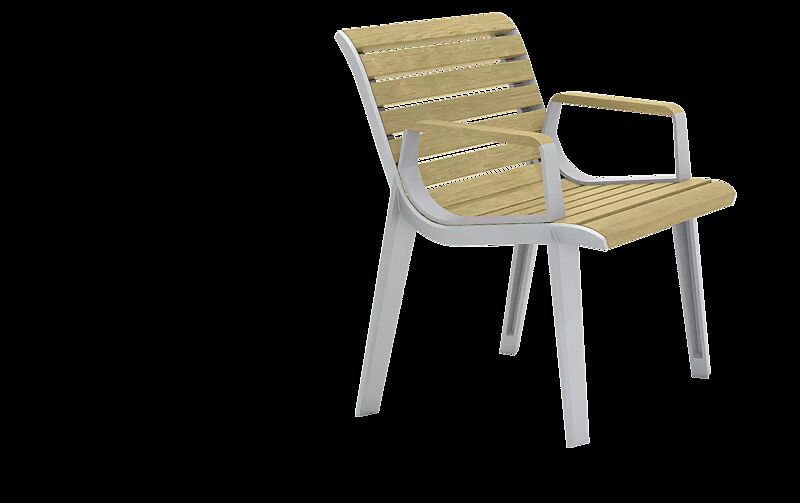 Sitz EMAU mit Rückenlehne und Armlehnen, mit Robinienholzbelattung