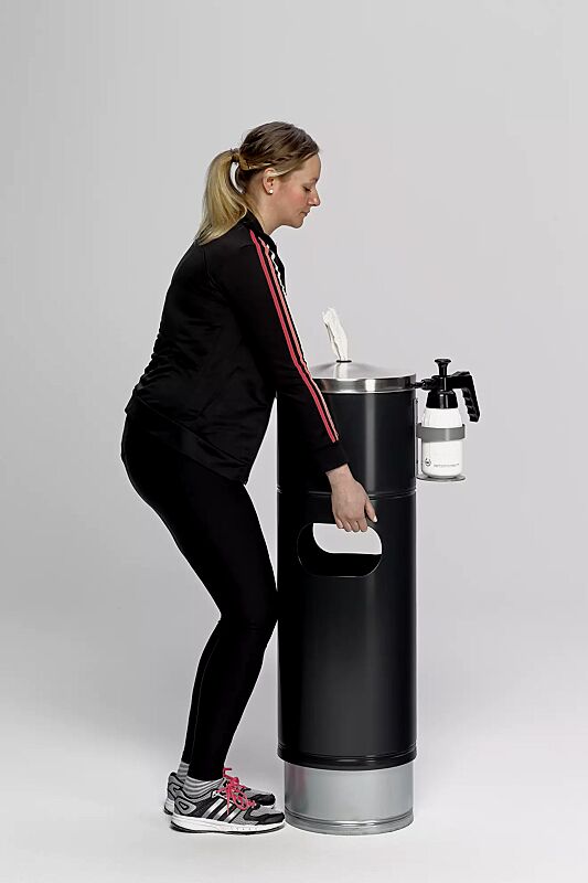 Desinfektionsstation FRESHDES aus Stahl, in schwarzgrau ähnlich RAL 7021