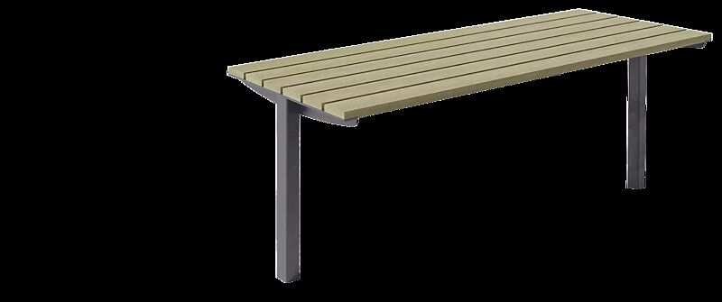 Tisch RADIUM mit Resysta®-Belattung, lasiert in natur, Stahlteile in RAL 7016 anthrazitgrau