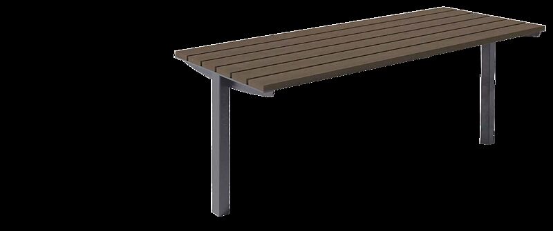 Tisch RADIUM mit Resysta®-Belattung, lasiert in siam, Stahlteile in RAL 7016 anthrazitgrau