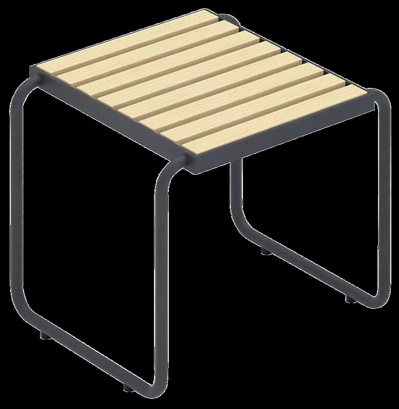 Sitz STACK ohne Rückenlehne, mit Robinienholzbelattung, Stahlteile in RAL 7024 graphitgrau