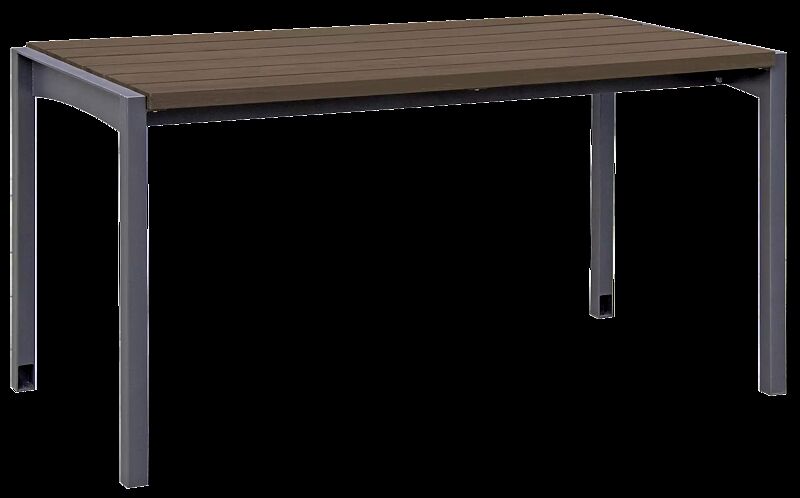 Tisch VERA, mit Resysta®-Belattung, lasiert in siam, Stahlteile in DB 703 eisenglimmer