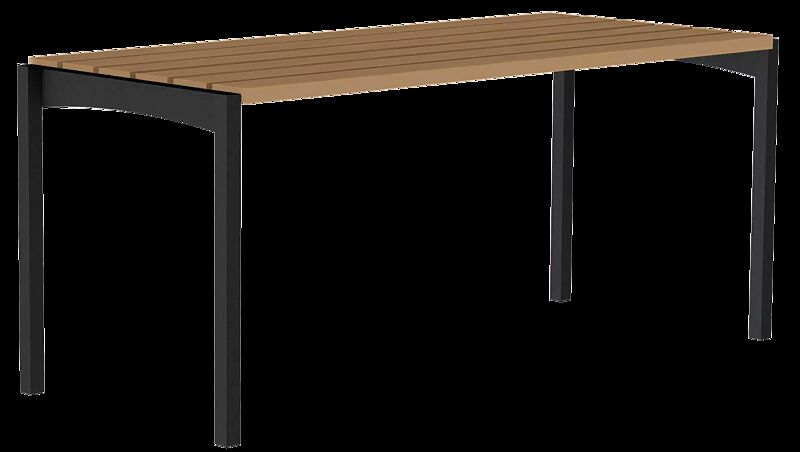 Tisch VERA, mit Resysta®-Belattung, lasiert in pale golden, Stahlteile in RAL 9005 tiefschwarz