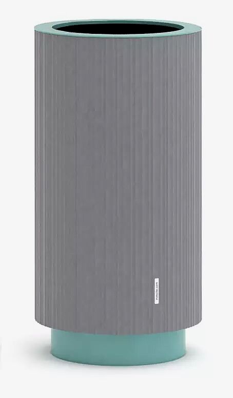 Abfallbehälter QUINBIN, rund, Korpus: Aluminiumprofile in RAL 9007 graualuminium, Stahlteile in RAL 56027 lichtgrün